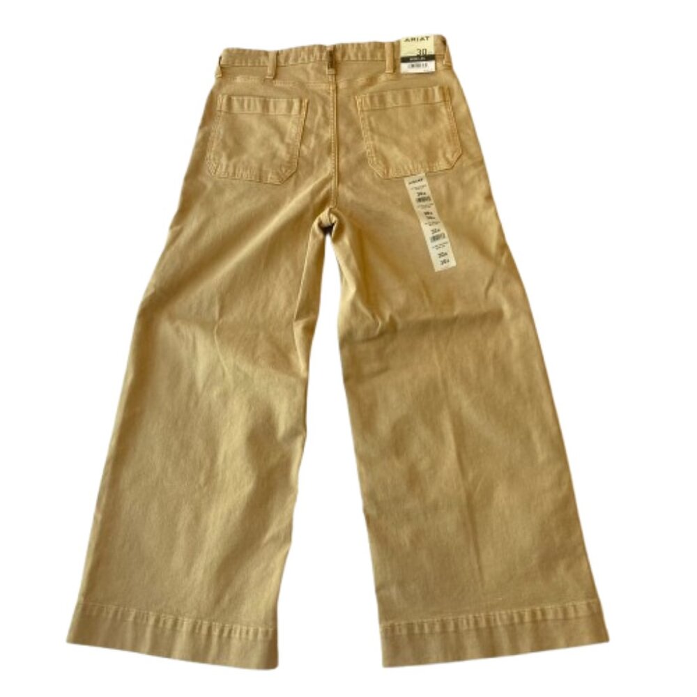 ARIAT Ultra High Rise Countryside Wide Leg Crop Jeans Womens 30 French Khaki NWT